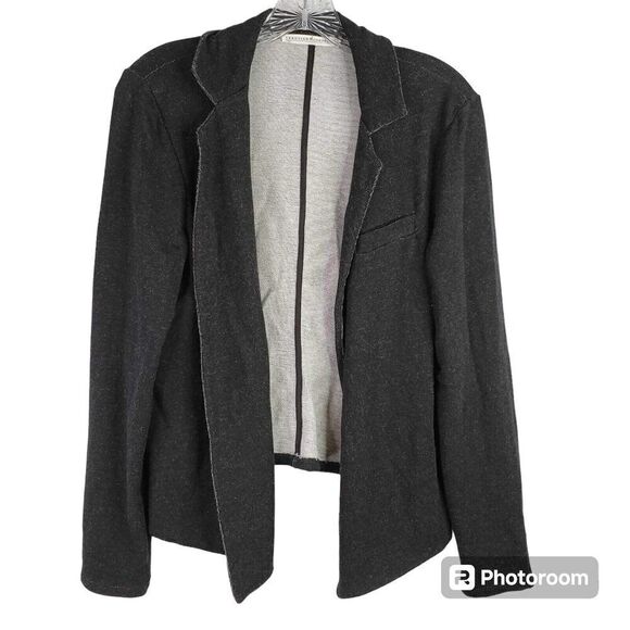 Peruvian Connection Cardigan Terry On Womens Size Medium M Gray Black Open Front - Picture 2 of 7